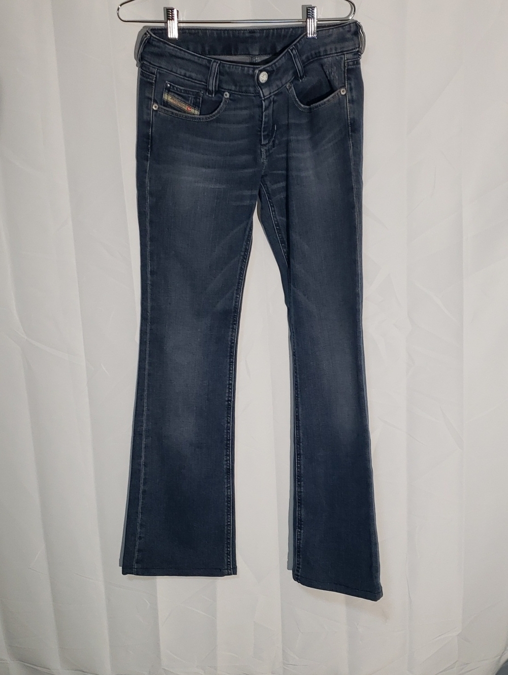 Diesel 'Louvely' Low Rise Dark Wash Blue Denim Stretch Jeans -Flare 28/34